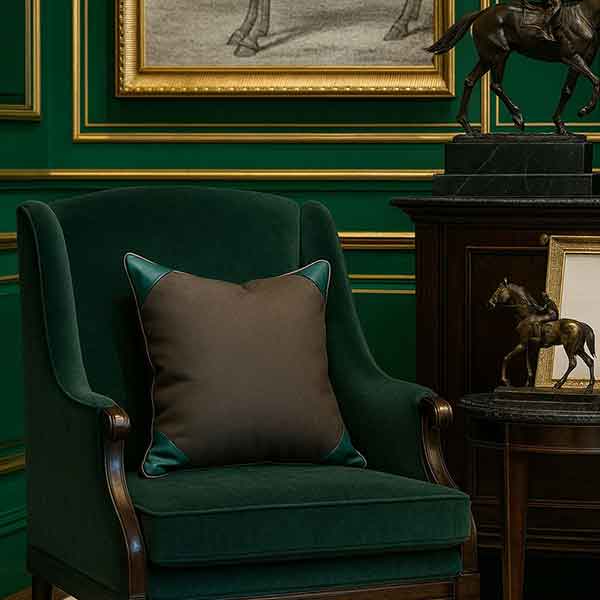 Green Faux Throw Pillow