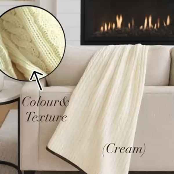 Oxford Cable Throw (Cream)