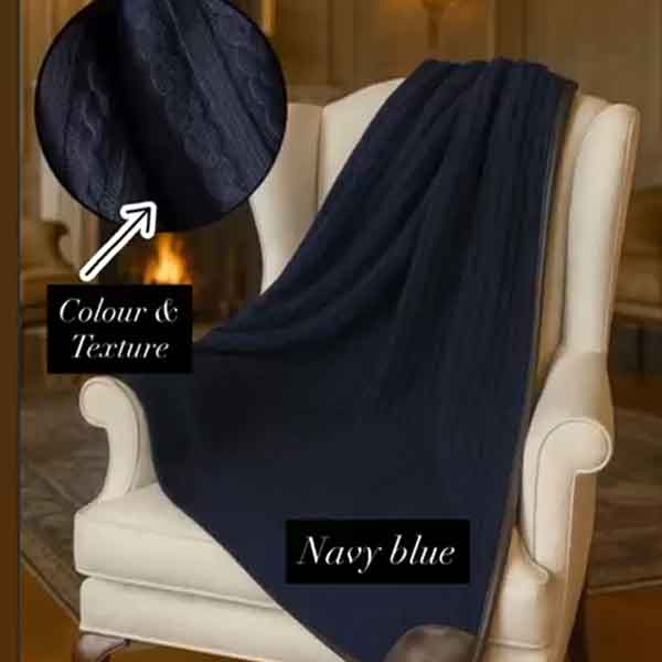 Oxford Cable Throw (Navy)
