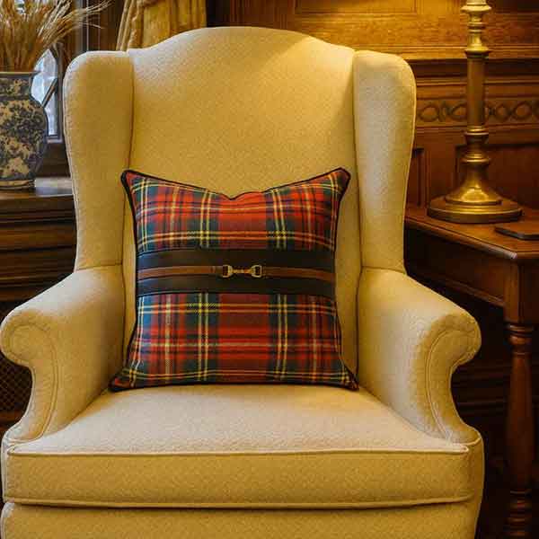 Royal Red Tartan Throw Pillow