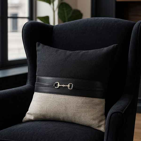 Stable Style Throw Pillow (Black-Beige)