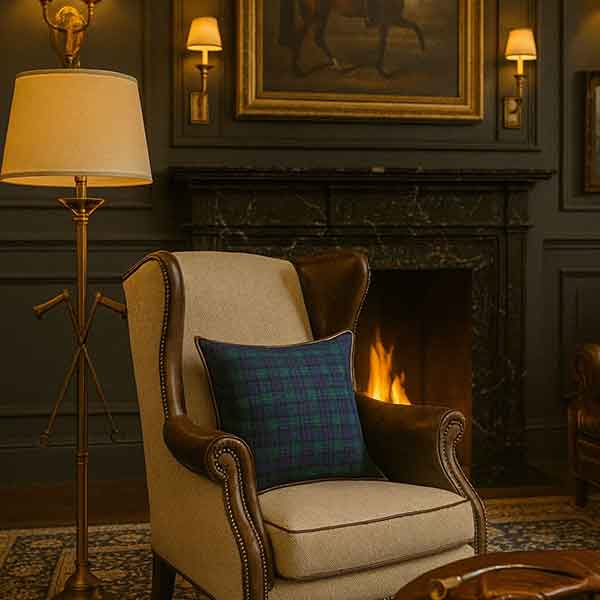 Horse-bit Tartan Throw Pillow