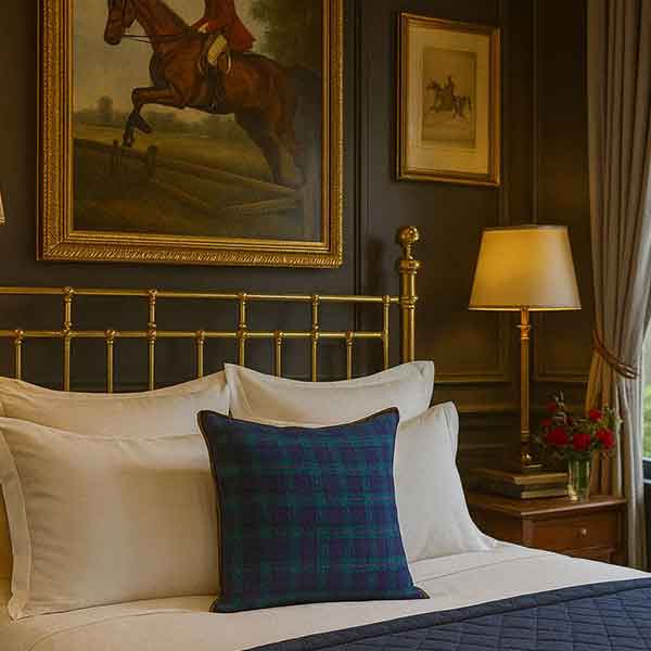 Horse-bit Tartan Throw Pillow