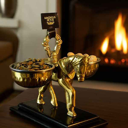 Gold Brass Horse Nut Server