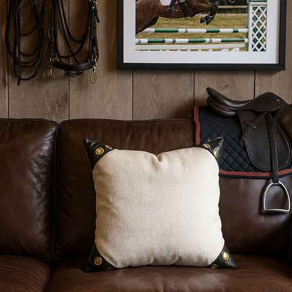 Faux Studded Throw Pillow (White)