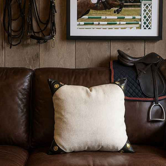 Faux Studded Throw Pillow (White)