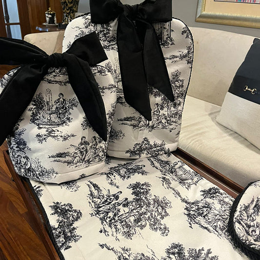 French Toile Tea Linen Black