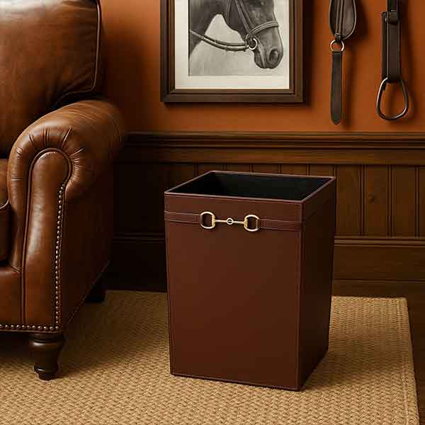 Tan Leather Dustbin