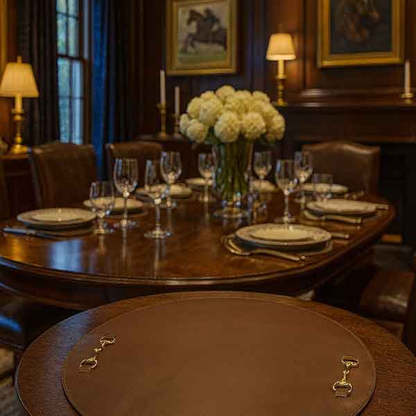 Horse-bit Leather Round Table Mats (Tan)