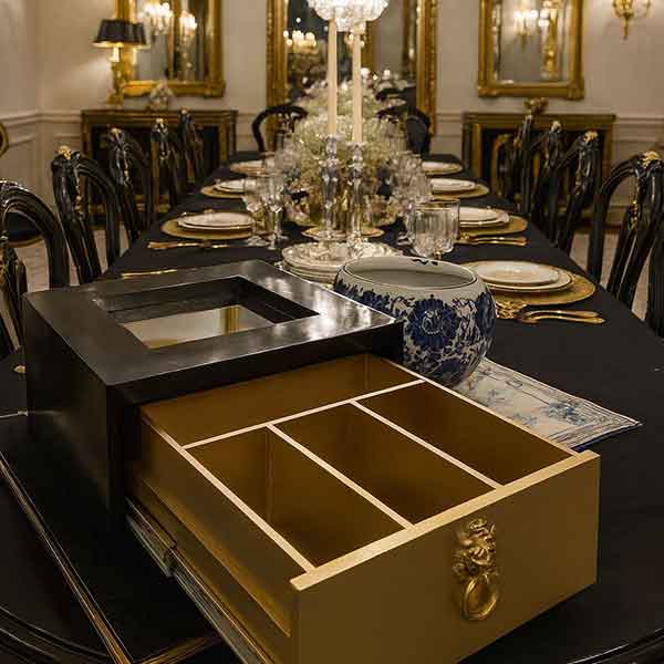 Lion Cutlery Chest (Black & Gold)