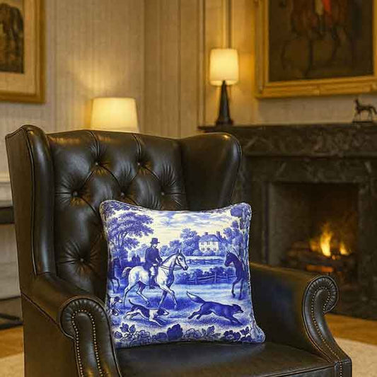 Royal Hunt Throw Pillow (Blue)